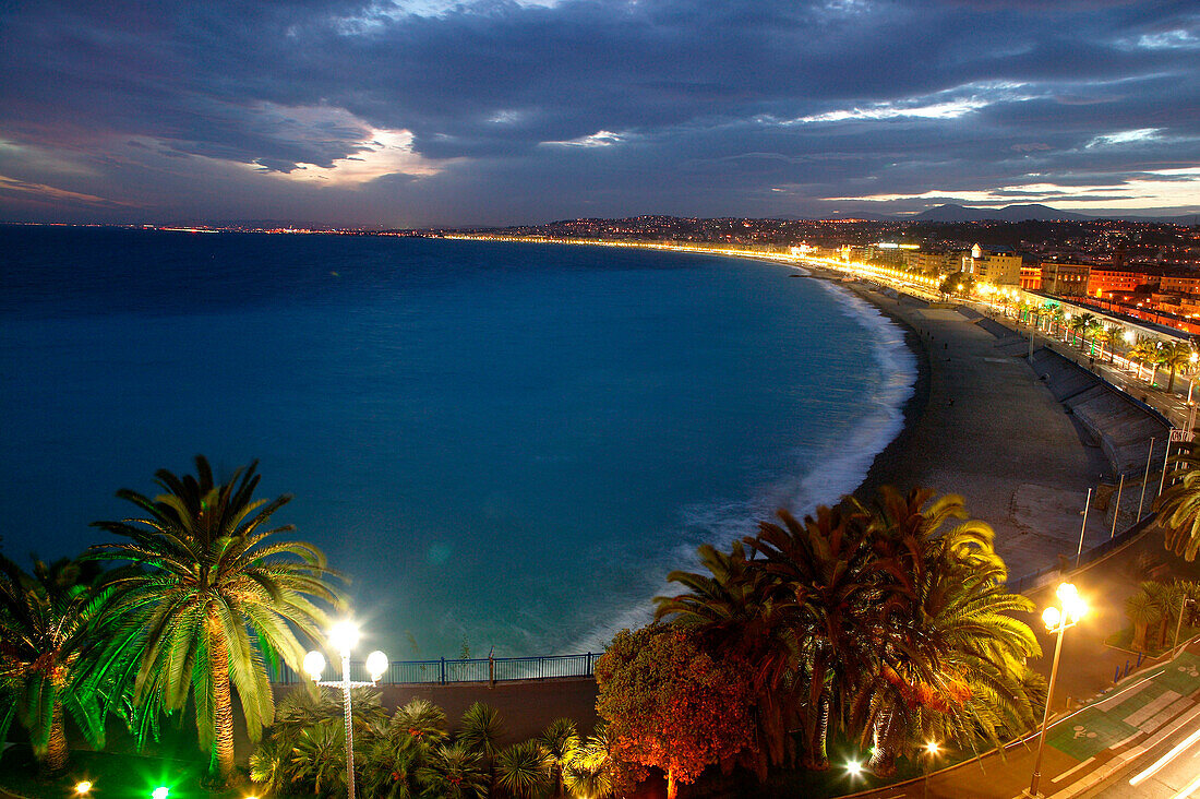 France, French Riviera, Alpes Maritimes, Nice by night, Promenade des Anglais