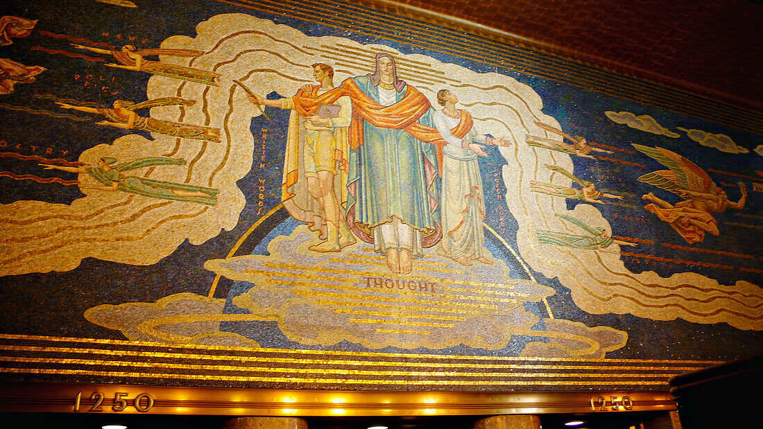 The United States. New York City. Radio City Foyer. Mosaics of the foyer. Details
