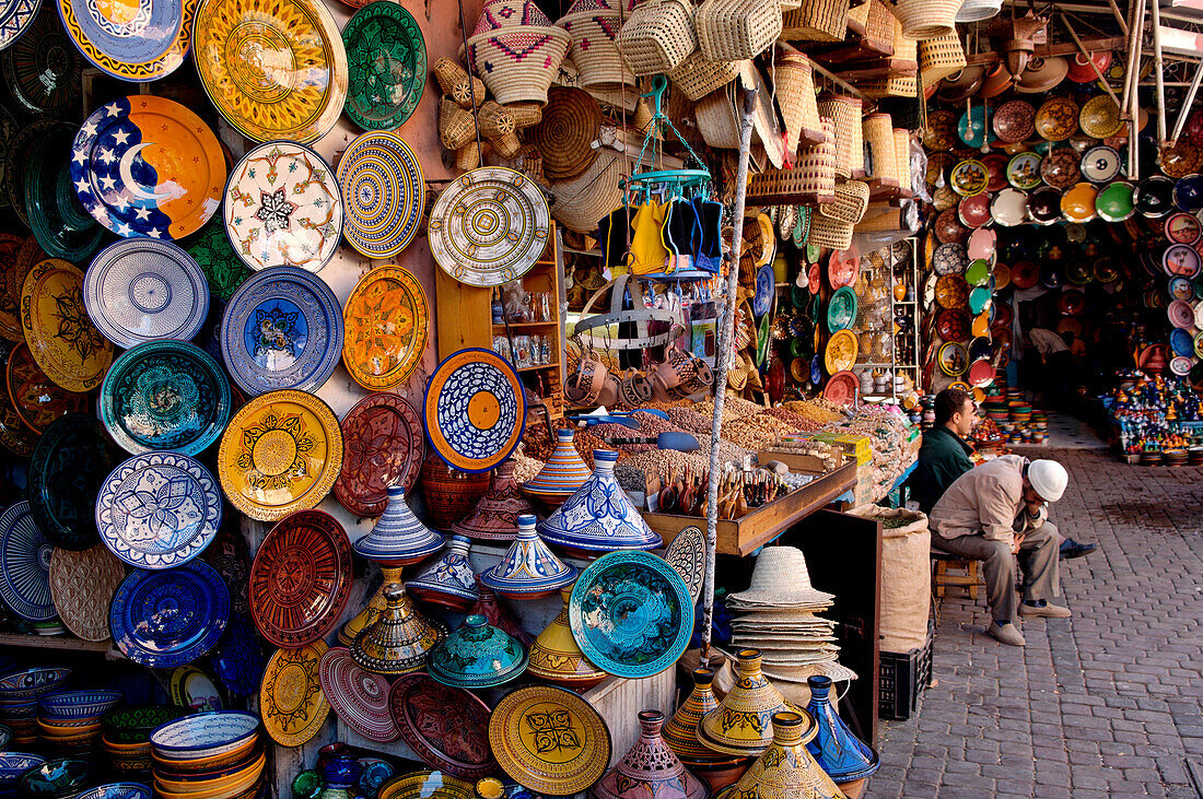 Morroco, City of Marrakesh, souks in the Medina