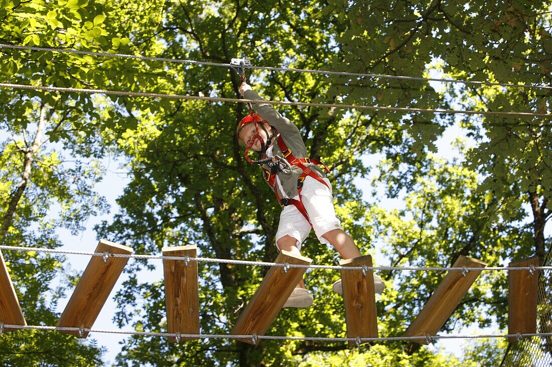 France, Le Fayet, Forest adventure course