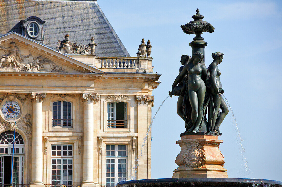 France, Gironde (33) Bordeaux, Trois Grâces fountain (Place de la Bourse) Unesco World Heritage 2007