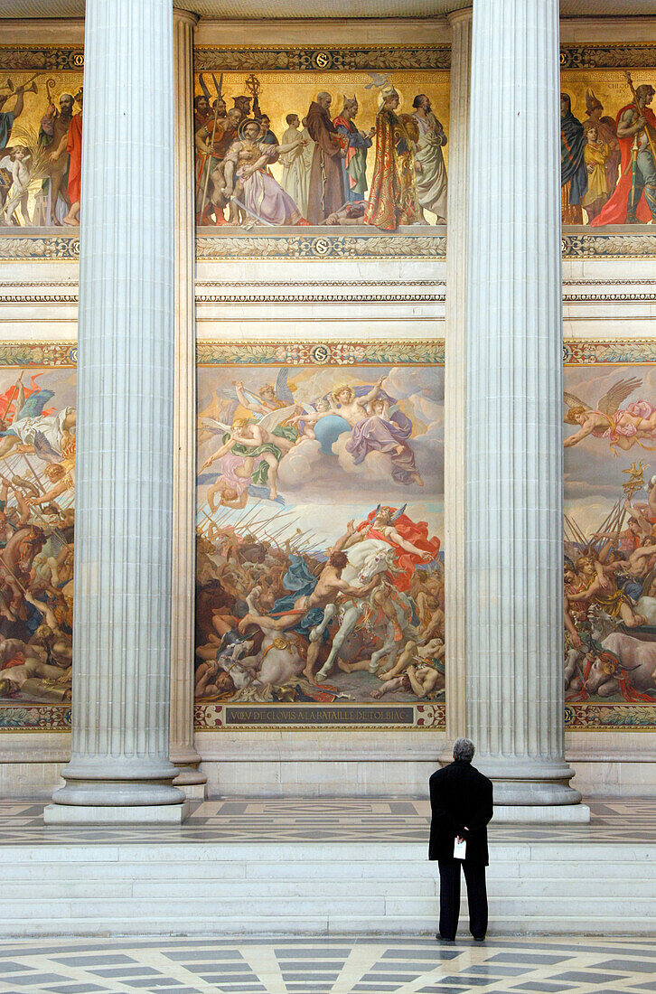 'France, Paris, Pantheon, fresco ''Battle of Tolbiac'''