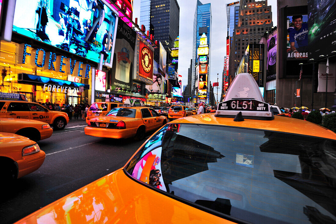 Taxis, Times Square, Manhattan, New York City, USA