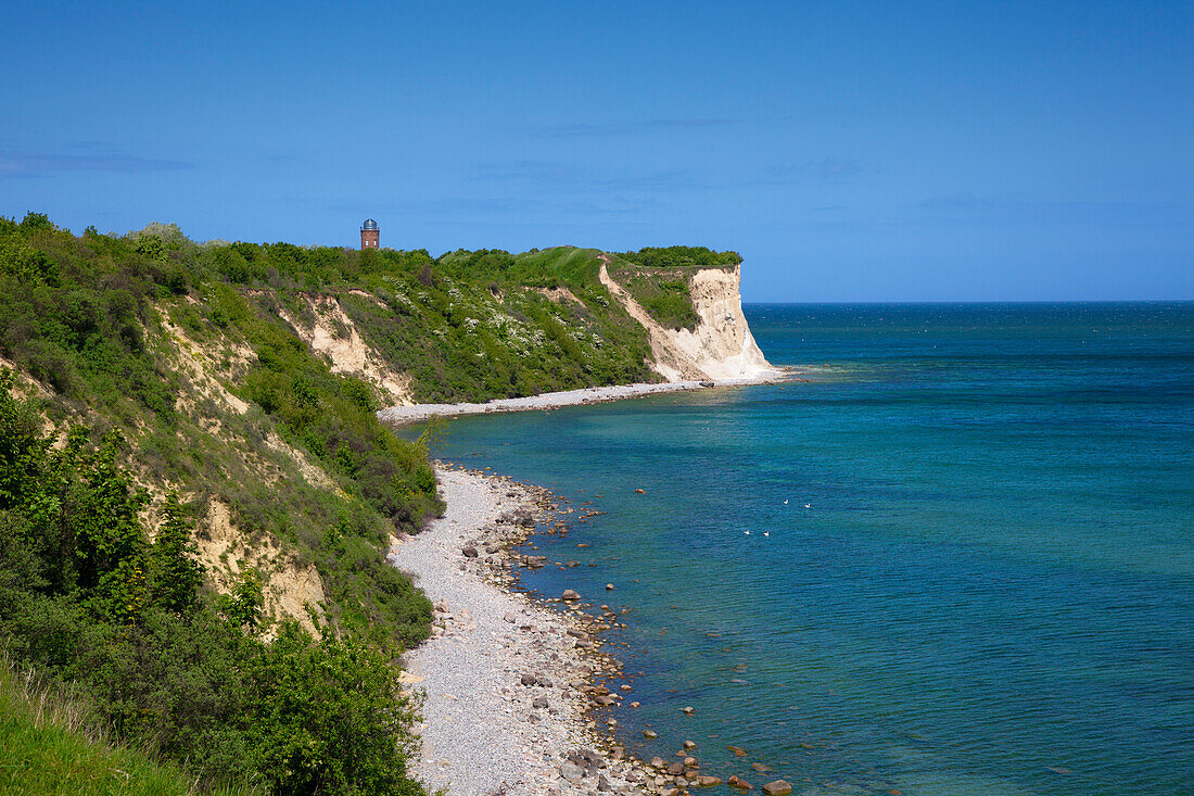 Peilturm und Steilküste am Kap Arkona, Insel Rügen, Ostsee, Mecklenburg-Vorpommern, Deutschland