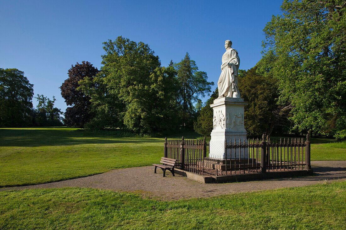 Statue of Prince Wilhelm Malte I, at the palace garden, Putbus, Ruegen island, Baltic Sea, Mecklenburg-West Pomerania, Germany, Europe