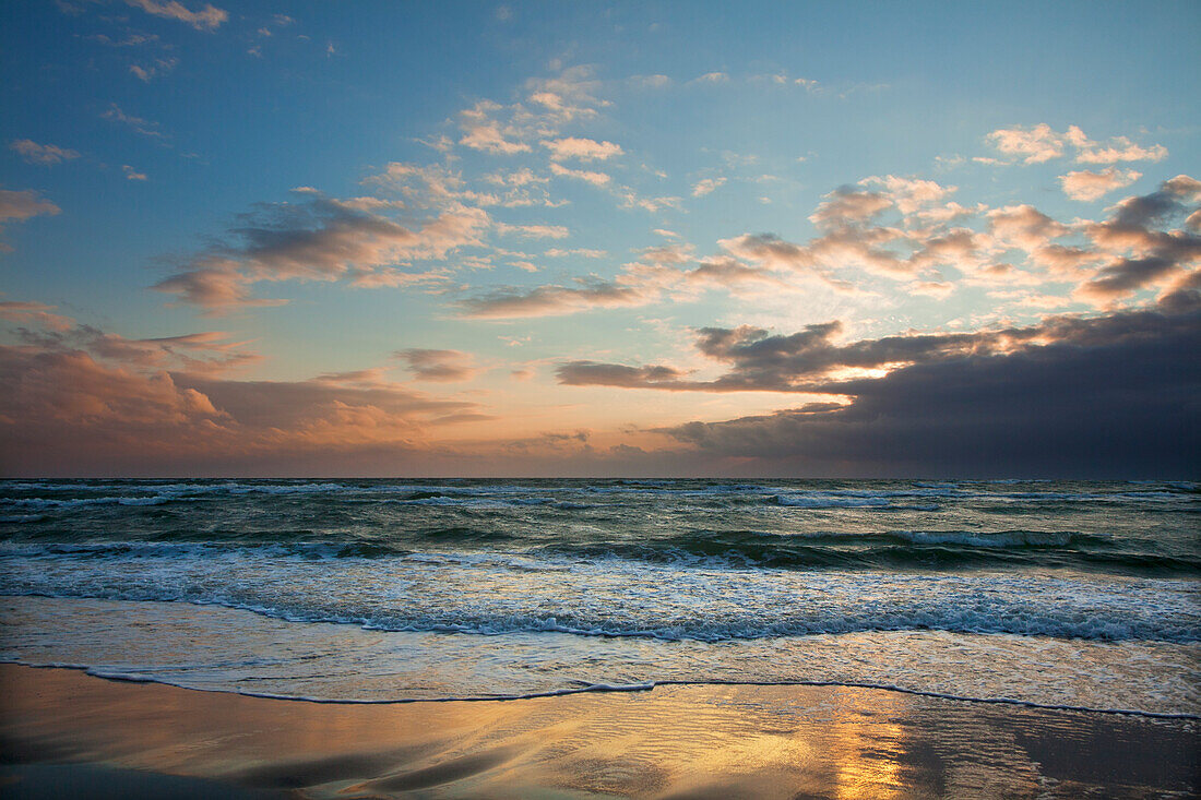 Darss West beach at dusk, Fischland-Darss-Zingst, Baltic Sea, Mecklenburg-West Pomerania, Germany