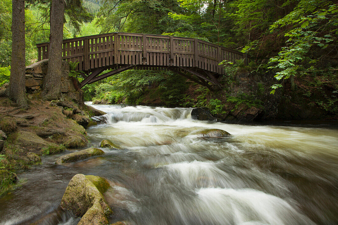 Verlobung bridge in the Oker valley, Romkerhall near Goslar, Harz mountains, Lower Saxony, Germany