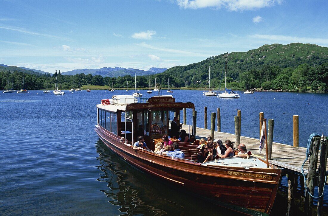 England,Cumbria,Lake District,Tour Boat on Lake Windermere at Ambleside