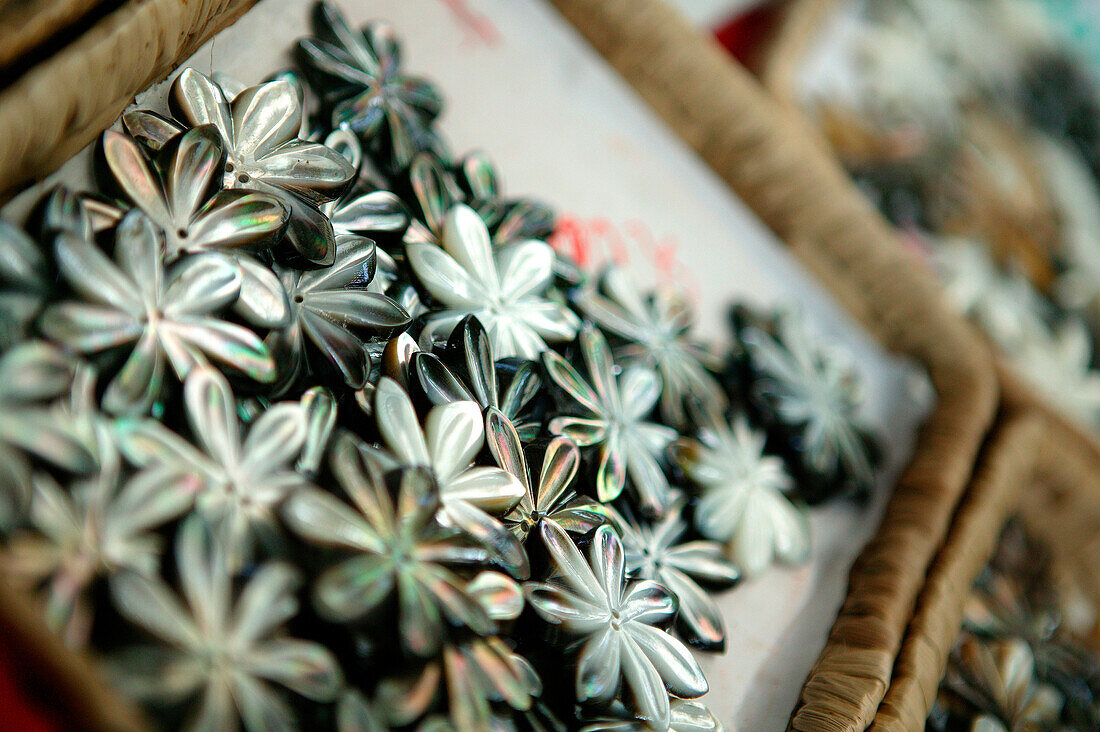 French Polynesia, Papeete, mother-of-pearl flowers, close-up