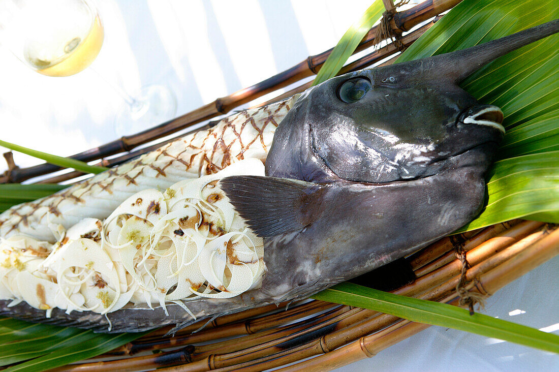 French Polynesia, cooked fish, grill