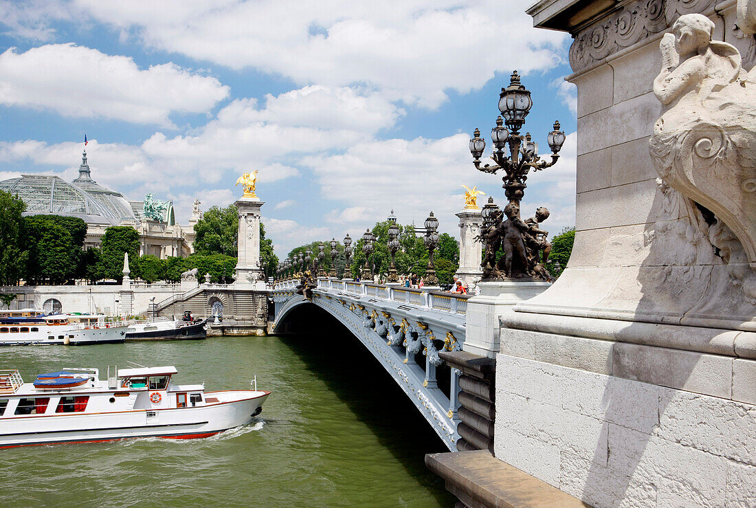 France, Paris, 8th arrondissement, Alexander the Third bridge, Seine river