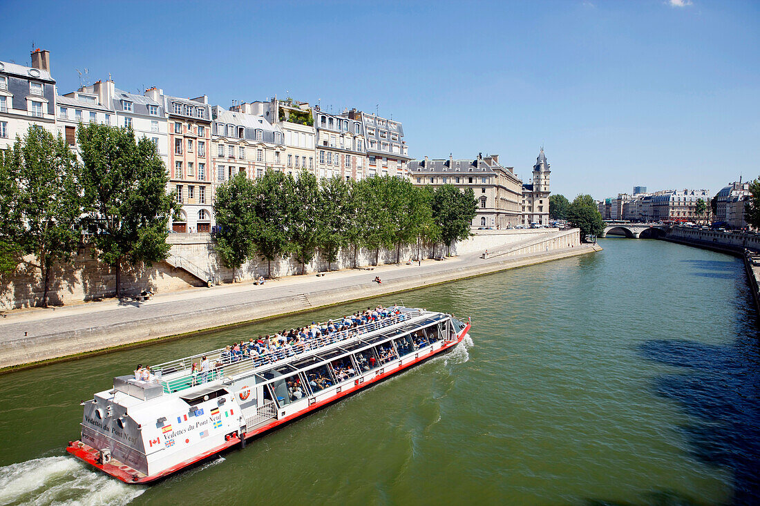 France, Paris, touristic boat on the Seine river