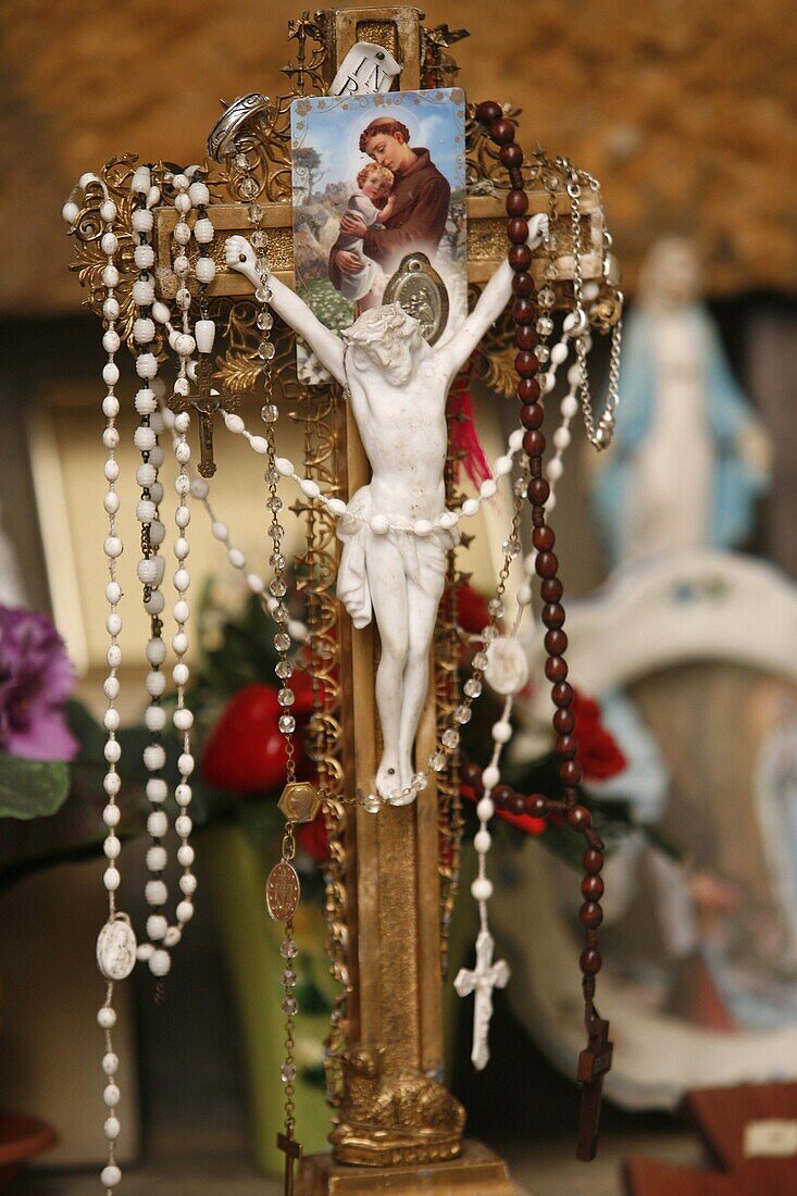 France, Notre-Dame de la Gorge, Crucifix with prayer beads