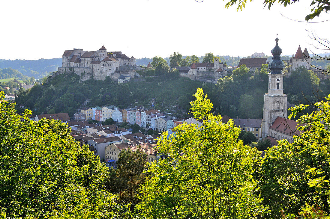 View o the old town of Burghausen and Salzach river, Bavaria, Germany, Europe