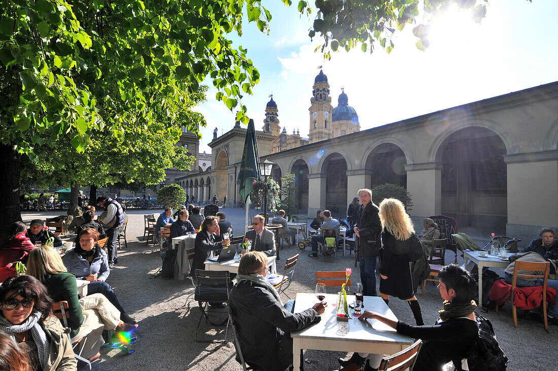 People at Cafe Tambosi at Hofgarten, Munich, Bavaria, Germany, Europe