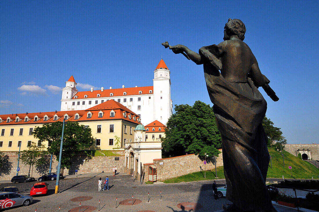 Monument in front of the castle, Bratislava, Slovakia, Europe
