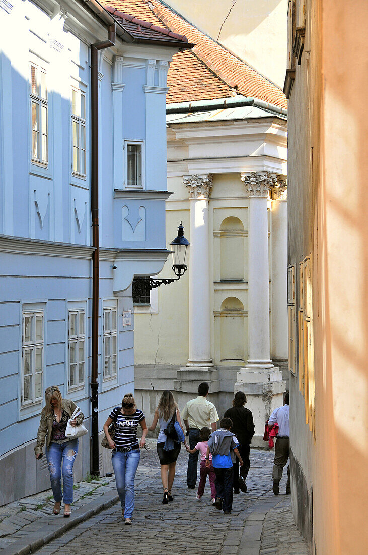 People in the alleys of the old town of Bratislava, Slovakia, Europe