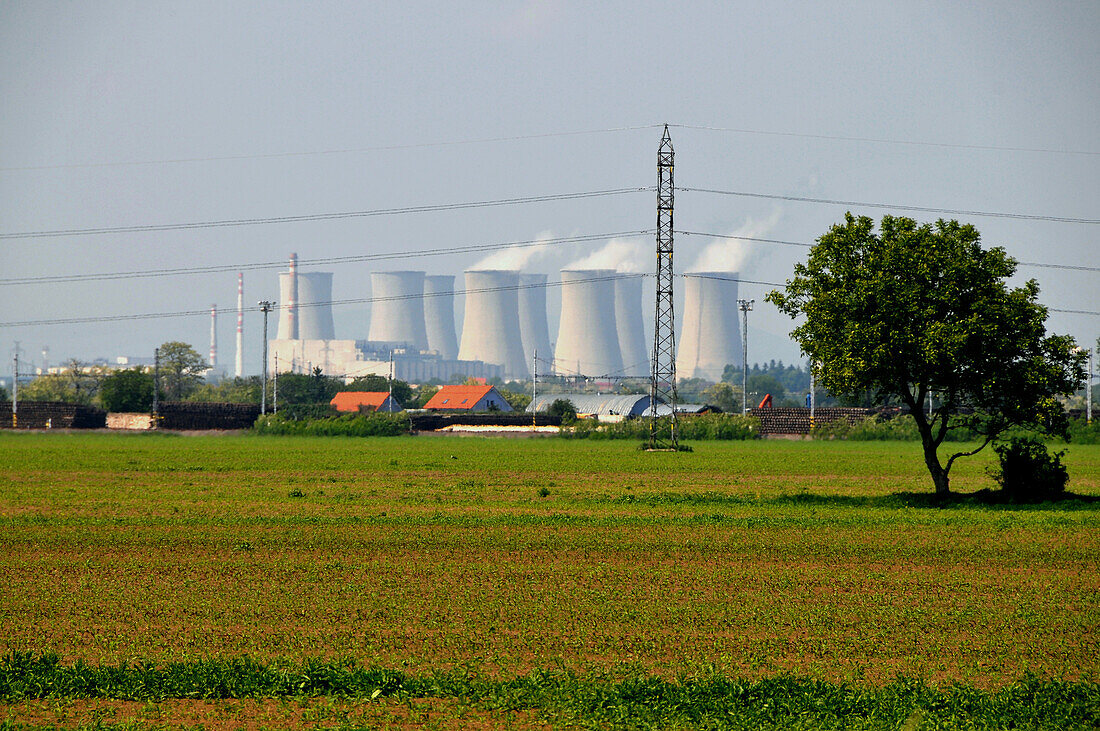 View of nuclear powerplant near Trnava, western Slovakia, Europe