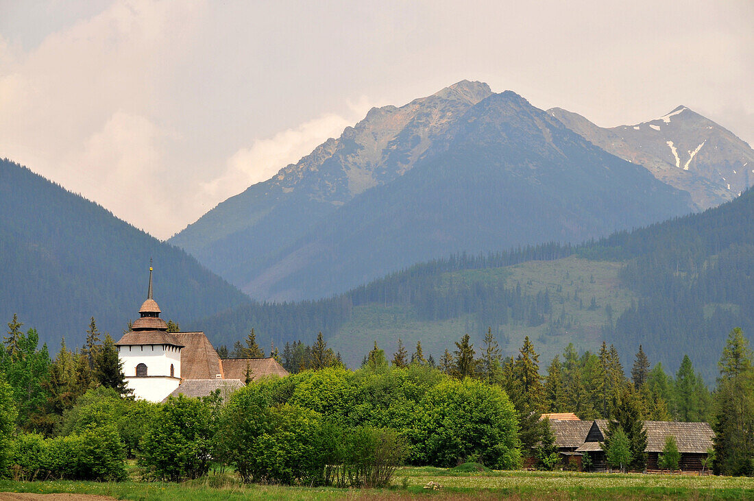 Museum church in the mountains near Pribylina, High Tatra, Slovakia, Europe