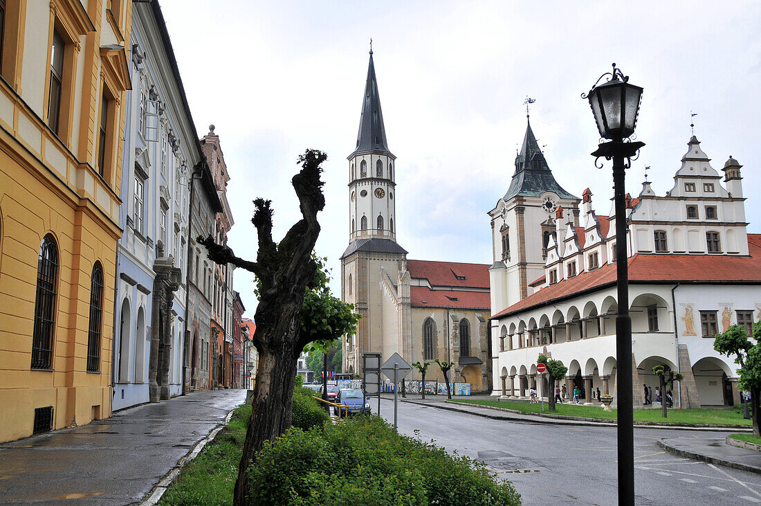View of townhall and St. James' church, Levoca, Slovakia, Europe