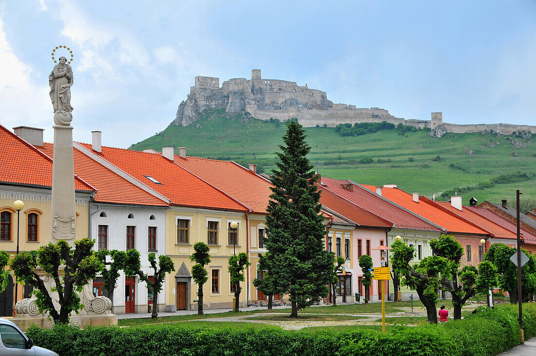 View over the town of Spisske Podhradie onto Spiss castle, Slovakia, Europe