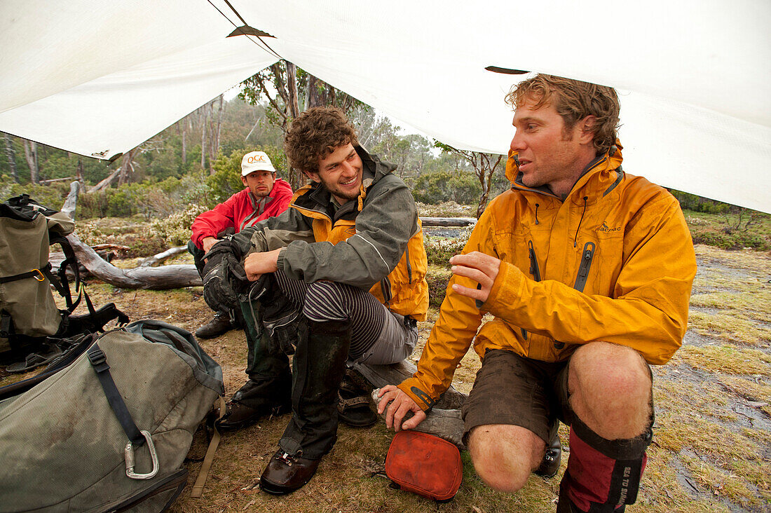 Lager am Lake Meston, Walls of Jerusalem National Park, UNESCO Weltnaturerbe, Tasmanien, Australien