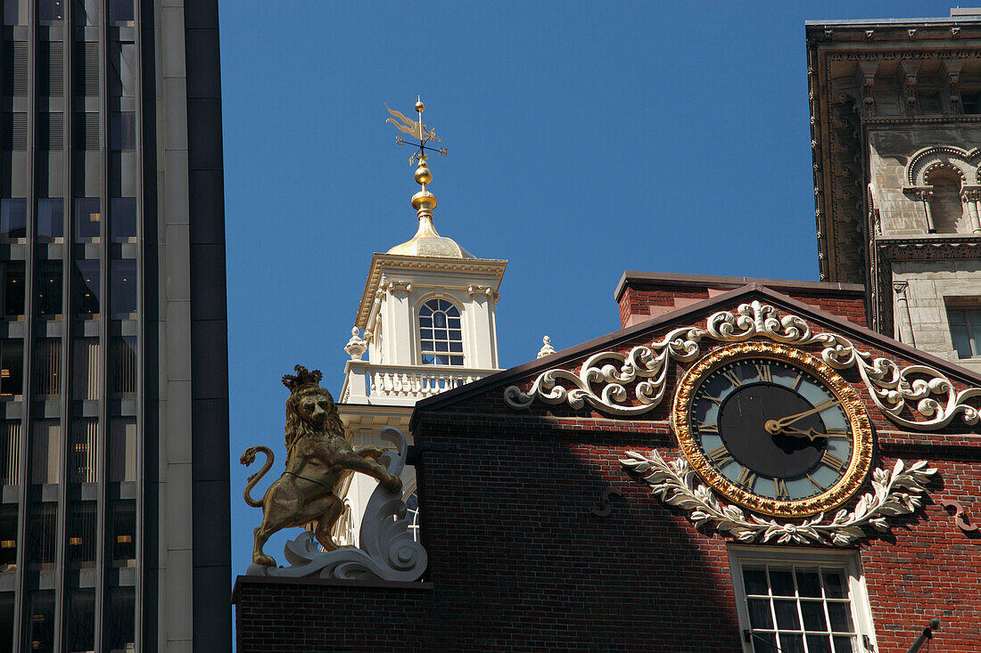 Old State House im Stadt-Zentrum von Boston, in 1713 gebaut Neuengland, Massachussets, USA