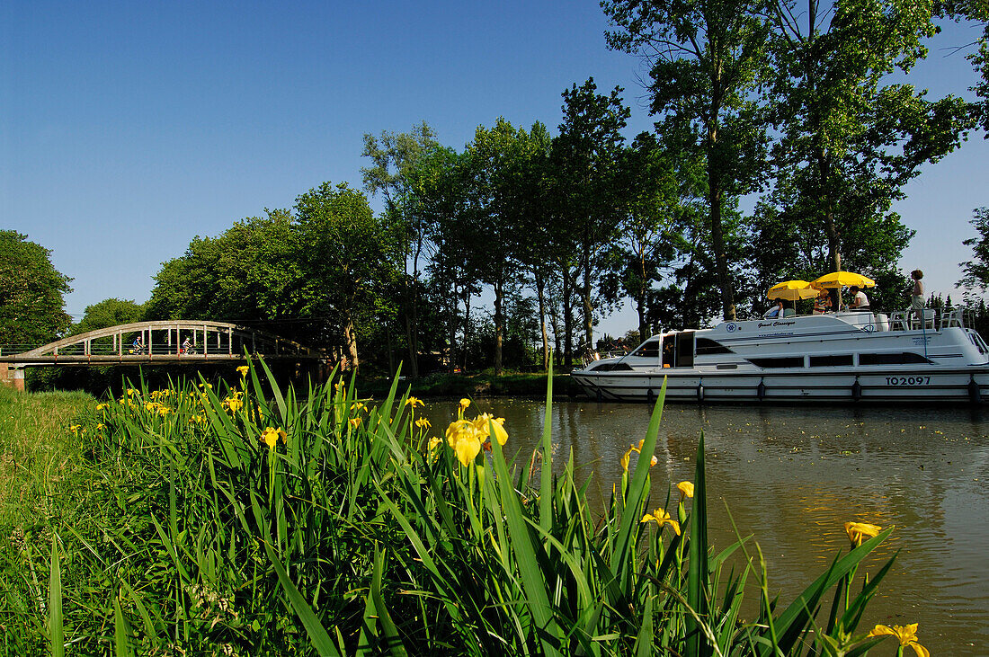 Excursion boat on the Canal du Midi, Midi, France