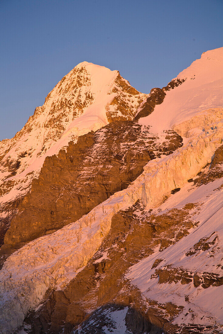 Mountain Moench in twilight, Lauterbrunnen Valley, Canton of Bern, Switzerland