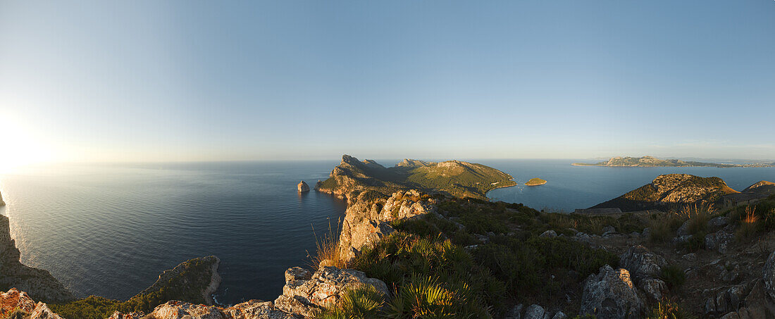 View from watchtower Talaia d Albercuix, Cap de Formentor, cape Formentor, Mallorca, Balearic Islands, Spain, Europe