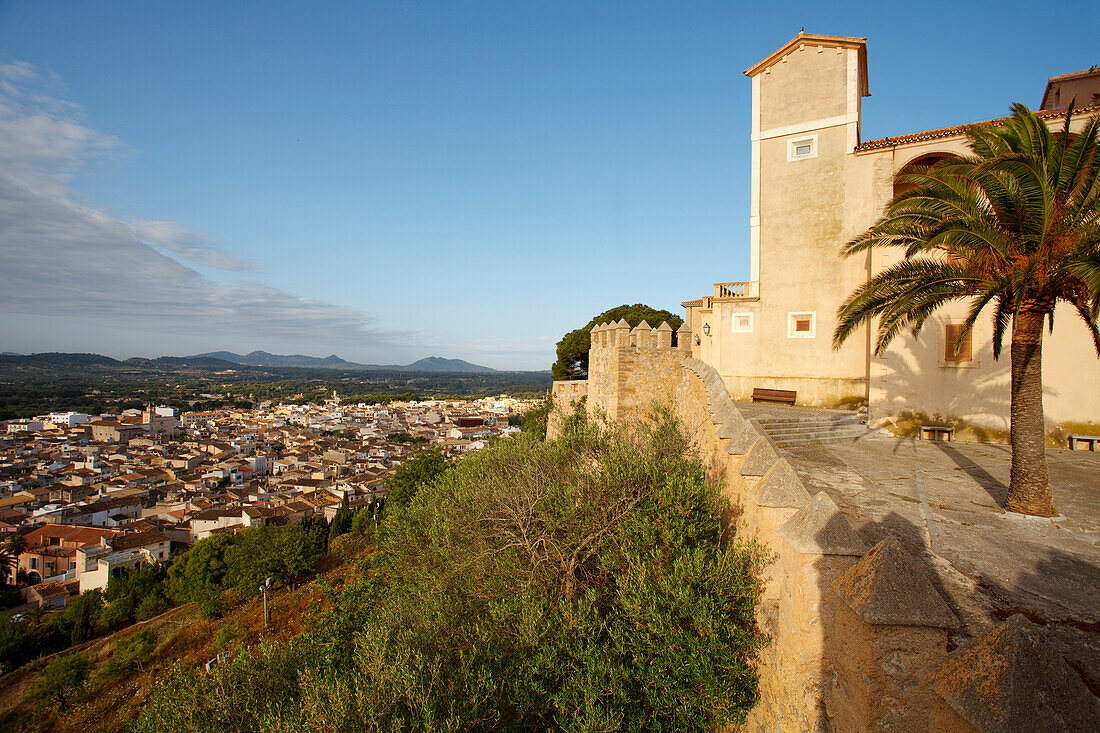 Church Sant Salvator, wall of the former castle, town view, Arta, town, Mallorca, Balearic Islands, Spain, Europe