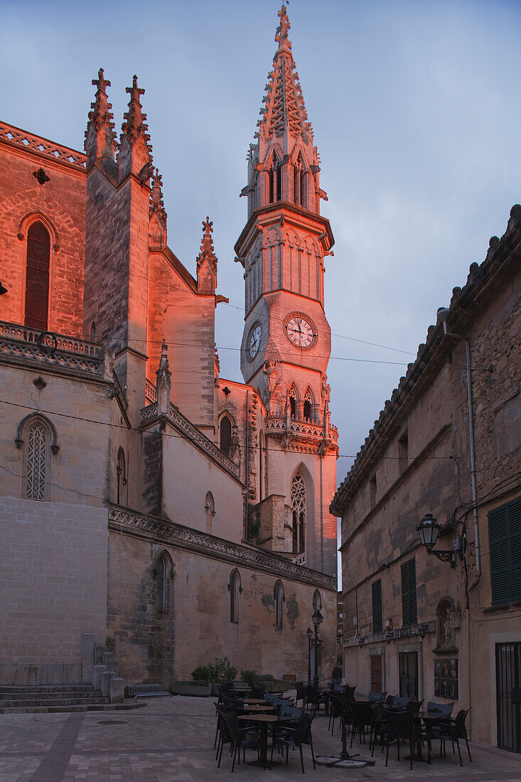 Tower, church, Dolors de Nostra Senyora, neo-Gothic, Manacor, Mallorca, Balearic Islands, Spain, Europe