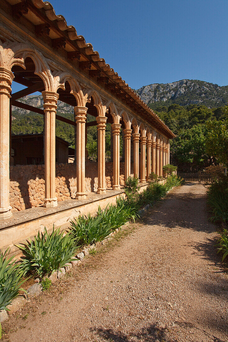 Miramar manor house in the sunlight, Tramuntana mountains, Mallorca, Balearic Islands, Spain, Europe