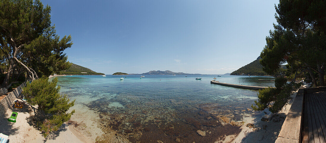 Strand im Sonnenlicht, Playa de Formentor, Mallorca, Balearen, Spanien, Europa