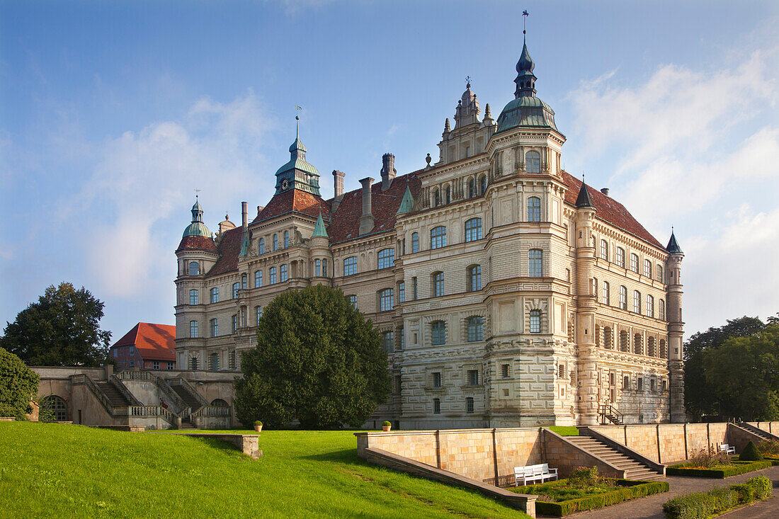View of Renaissance castle, Guestrow, Mecklenburg switzerland, Mecklenburg Western-Pomerania, Germany, Europe