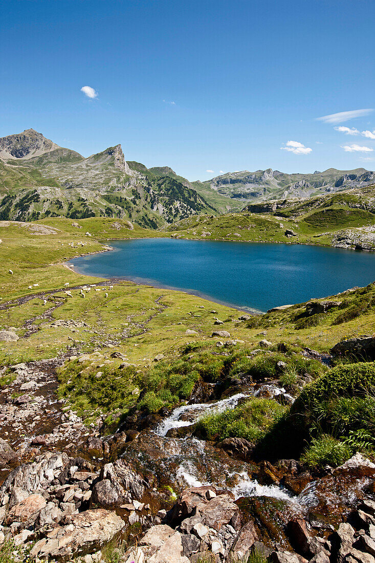 Lake Lac Roumassot, Ossau Valley, French Pyrenees, Pyrenees-Atlantiques, Aquitaine, France
