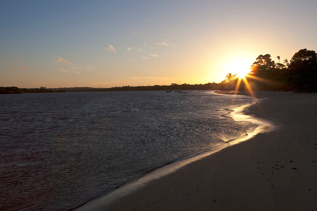 Beach at sunset, State of Bahia, Brazil, South America, America