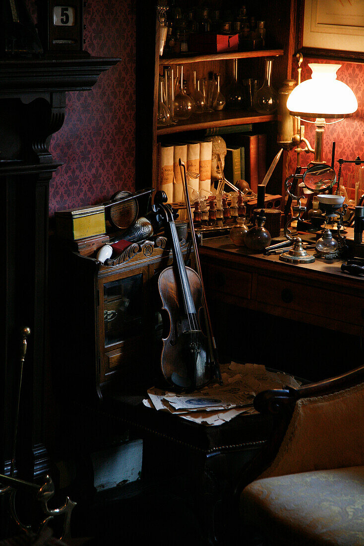 Violin by desk