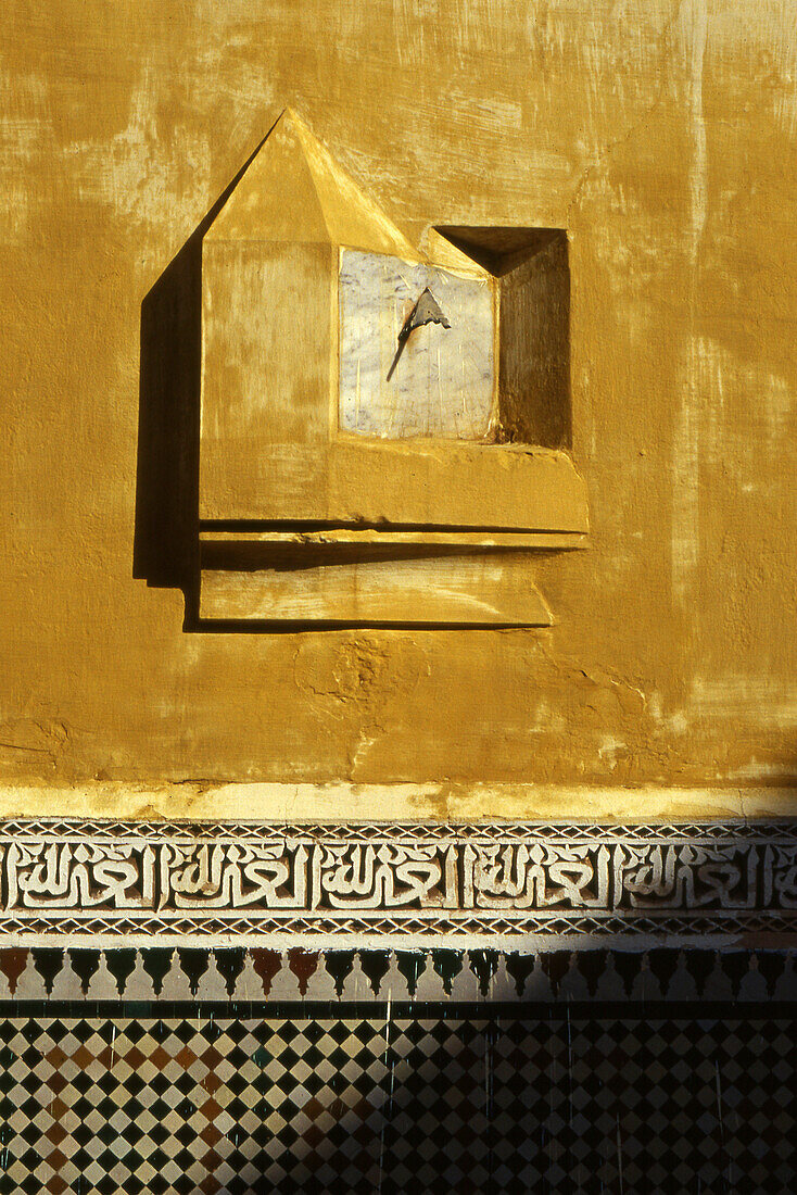Sundial on wall, Meknes, Morocco