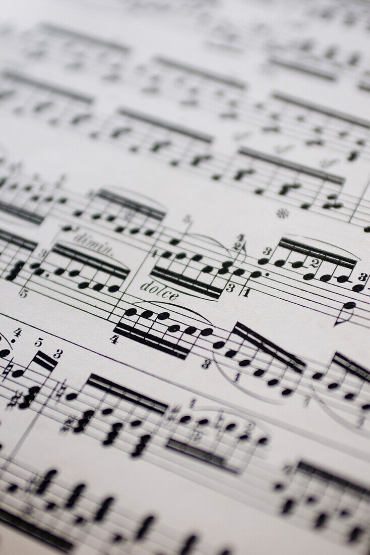Musical score, close-up