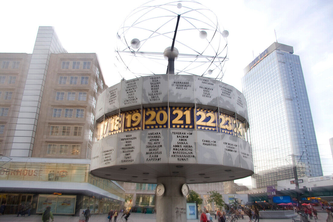 Germany, Berlin, Mitte, Alexanderplatz, Urania, universal clock