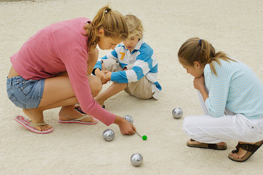 Children playing petanque