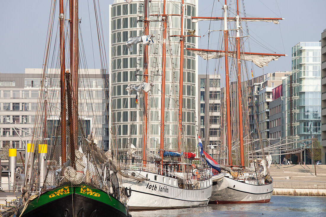 Sailing ships, HafenCity, Hamburg, Germany