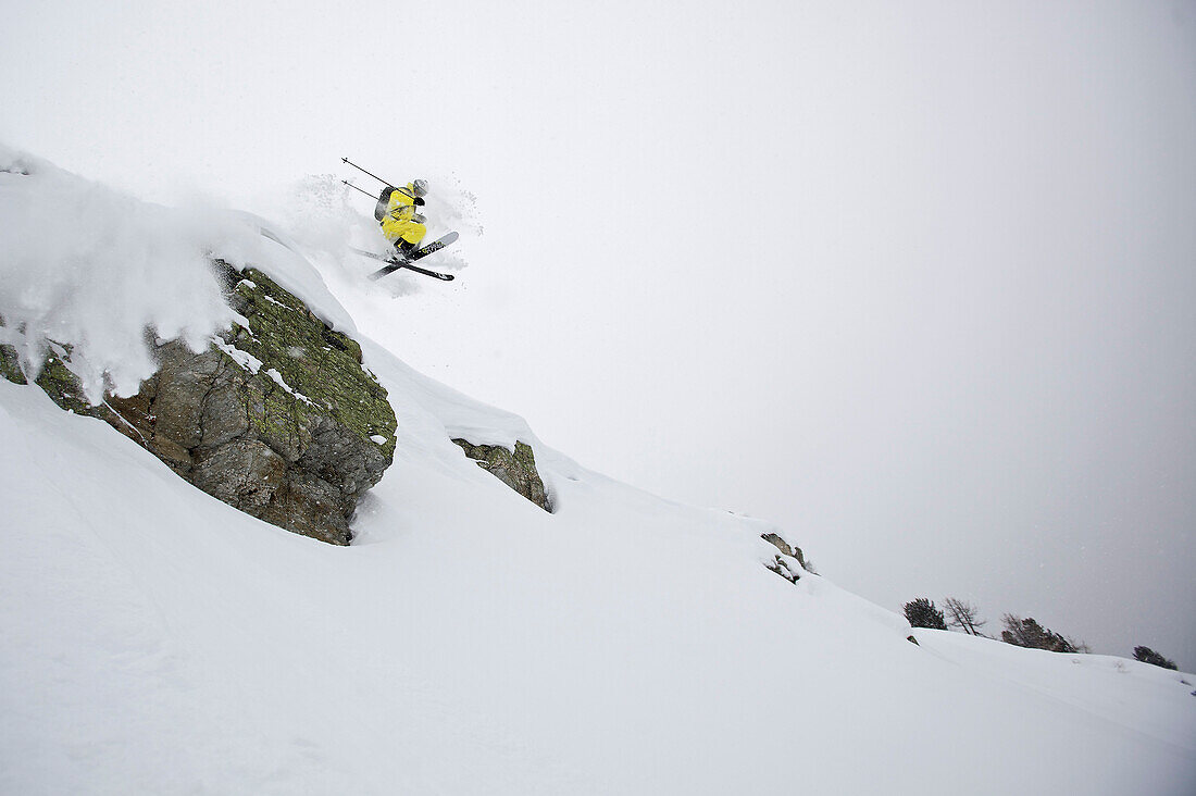 Freerider jumping, Chandolin, Anniviers, Valais, Switzerland