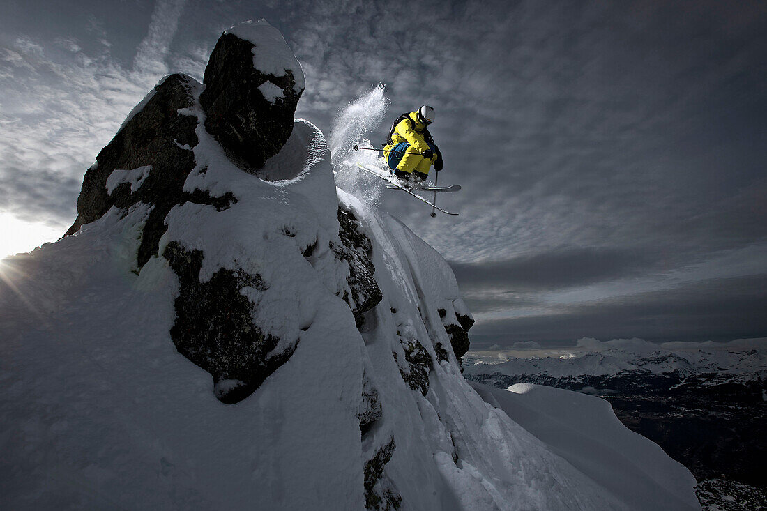 Freerider jumping, Chandolin, Anniviers, Valais, Switzerland