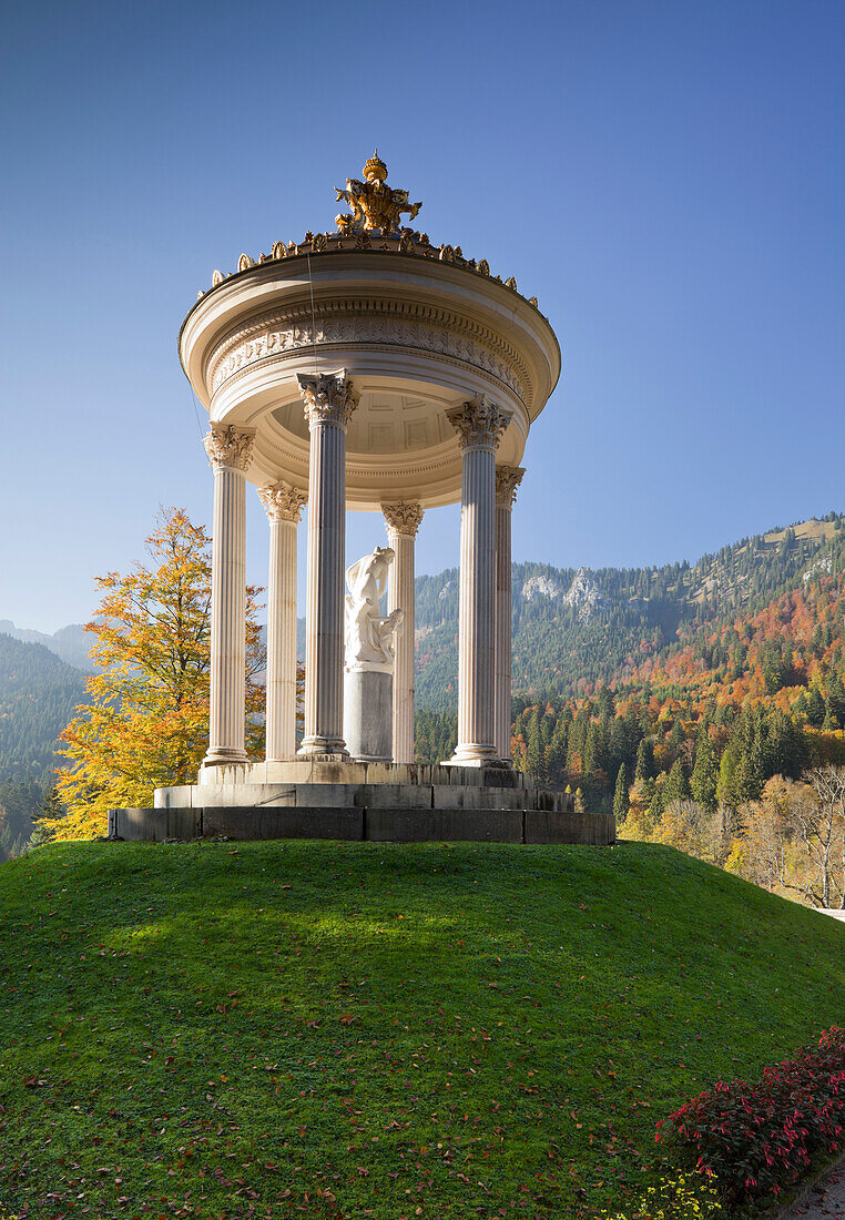 Pavillion on a hill, Linderhof castle, Bavaria, Germany, Europe