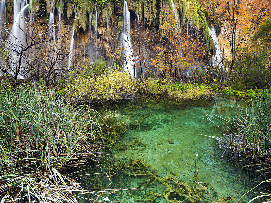 Waterfall at Plivice Lakes National Park, Croatia, Europe