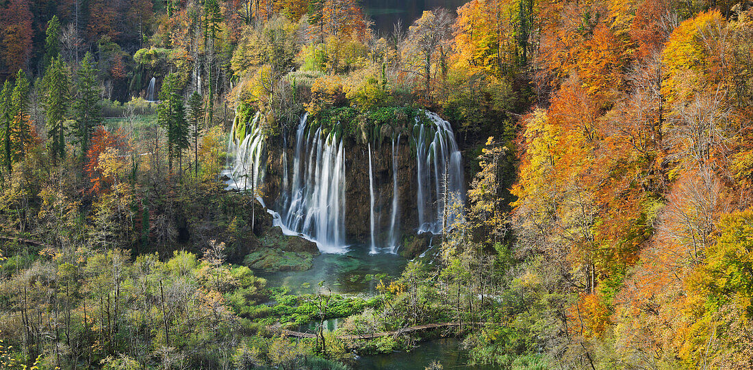 Waterfall at Plivice Lakes National Park, Croatia, Europe