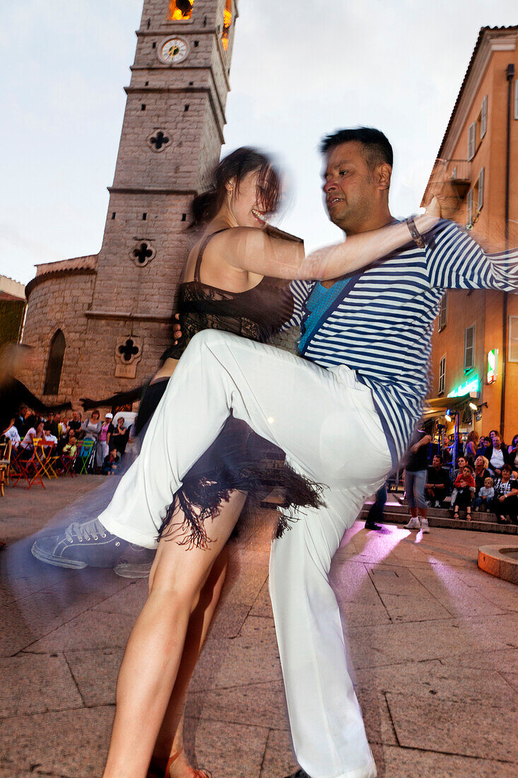 A night of Salsa dancing on Place de la République, Porto Vecchio, Corsica, France