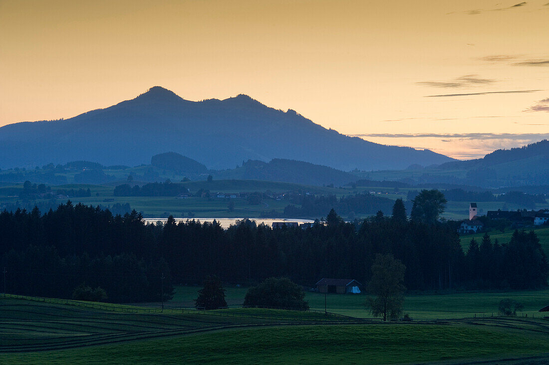 Blick auf Hopfensee, Füssen, Allgäu, Bayern, Deutschland